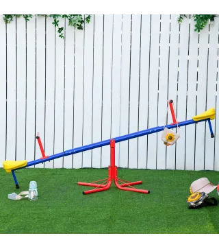 Balancín Giratorio 360 Grados para Niños +3 Años con Base de 4 Varillas Postes de Tope y Asas Fáciles de Agarrar Patio Jardín 18