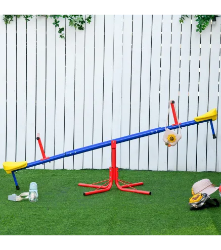 Balancín Giratorio 360 Grados para Niños +3 Años con Base de 4 Varillas Postes de Tope y Asas Fáciles de Agarrar Patio Jardín