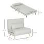Sillón Cama Plegable con Respaldo Ajustable en 6 Posiciones Almohada Acolchada Carga 350 kg 94x78x80 cm Crema
