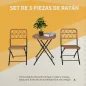 Conjunto de Mesa y 2 Sillas de Ratán Conjunto de Mesa y 2 Sillas de Ratán