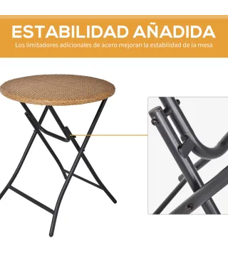 Conjunto de Mesa y 2 Sillas de Ratán