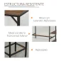 Set de Mesa de Bar y 2 Taburetes con Reposapiés y Estantes de 3 Niveles Almohadillas 109x60x100 cm Marrón Rústico