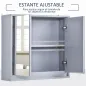 Armario de Baño con Espejo con 2 Puertas y Estante Ajustable Mueble Colgante de Baño para Aseo Estilo Moderno 48x14,5x45
