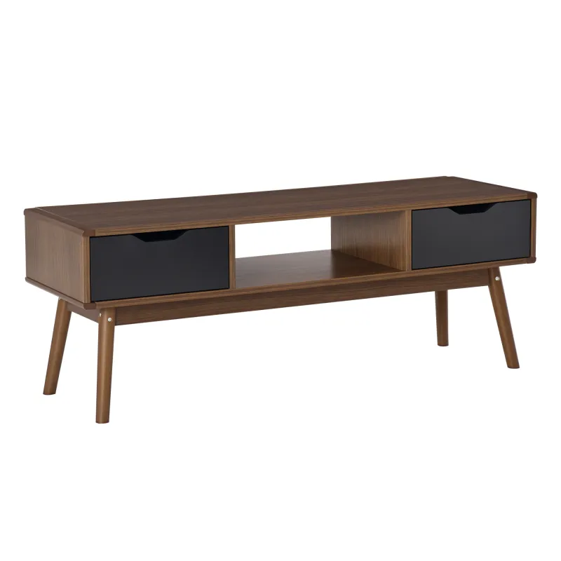 Mueble de TV Mesa de Salón para Televisión de 50 Pulgadas con 2 Cajones y Compartimento Abierto Estilo Moderno 122x39x46 cm Marr