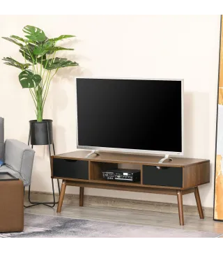 Mueble de TV Mesa de Salón para Televisión de 50 Pulgadas con 2 Cajones y Compartimento Abierto Estilo Moderno 122x39x46
