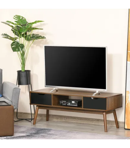 Mueble de TV Mesa de Salón para Televisión de 50 Pulgadas con 2 Cajones y Compartimento Abierto Estilo Moderno 122x39x46 cm Marr