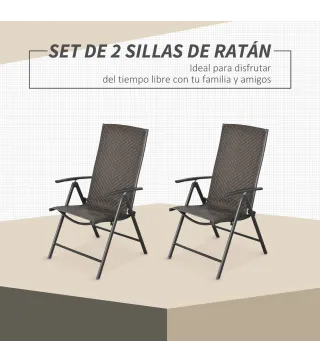 Conjunto de 2 Sillas de Ratán