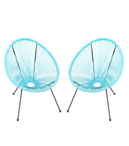 Set de 2 Sillas de Jardín de Ratán