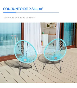 Set de 2 Sillas de Jardín de Ratán