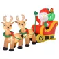 Papá Noel Inflable con Trineo y Renos con Luces LED Decoración de Navidad para Exterior con Inflador 240x57x112 cm