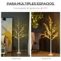 Árbol de Abedul 150 cm con 210 Luces LED en Blanco Cálido Ramas Flexibles y Base para Decoración 20x20x150 cm Blanco