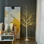 Árbol de Abedul 150 cm con 210 Luces LED en Blanco Cálido Ramas Flexibles y Base para Decoración 20x20x150 cm Blanco