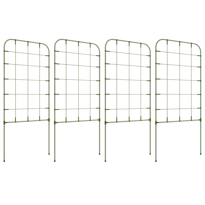 Juego de 4 Enrejados de Jardín Soportes para Enredaderas de Acero para Plantas Trepadoras y Decoración 40x90 cm Verde