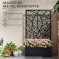 Jardinera con Biombo de Metal Huerto Urbano de Pared o de Pie para Cultivos Plantas o Decoración 61x23x113 cm Negro