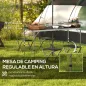 Mesa de Camping Plegable Tipo Maletín con 4 Taburetes plegables Mesa 120x60x55-70 cm y Taburetes 33x28x37 cm Negro