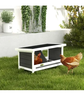 Ponedero para Gallinas de Madera Caja Nido para 2 Gallinas con 2 Departamentos y Techo Asfáltico Gris