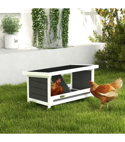 Ponedero para Gallinas de Madera Caja Nido para 2 Gallinas con 2 Departamentos y Techo Asfáltico Gris