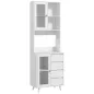 Alacena de Cocina Aparador con 2 Puertas de Vidrio Compartimentos 4 Cajones y Estantes Ajustables 60x35x180 cm Blanco