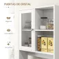 Alacena de Cocina Aparador con 2 Puertas de Vidrio Compartimentos 4 Cajones y Estantes Ajustables 60x35x180 cm Blanco