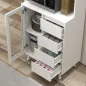 Alacena de Cocina Aparador con 2 Puertas de Vidrio Compartimentos 4 Cajones y Estantes Ajustables 60x35x180 cm Blanco