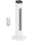 Ventilador de Torre 50W con Control Remoto 3 Velocidades Temporizador 15h Oscilación Pantalla LED 30x30x78 cm Blanco