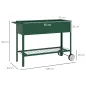 Huerto Urbano Elevado 109x44x80 cm con 2 Ruedas Estante y Asa para Cultivo Plantas Flores Verduras Verde
