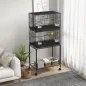 Pajarera Doble Apilable 77x46x164 cm con Ruedas Perchas Bandeja Extraíble Columpio y Escalera Negro