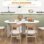 Mesa de Cocina Plegable con Alas Abatibles Mesa Multifuncional de Estilo Moderno de Forma Ovalada 163x80x75 cm Blanco