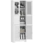 Mueble Auxiliar de Baño con 6 Puertas Estantes Ajustables Antivuelco Armario de Baño Moderno 60x30x170,5 cm Blanco