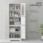 Mueble Auxiliar de Baño con 6 Puertas Estantes Ajustables Antivuelco Armario de Baño Moderno 60x30x170,5 cm Blanco