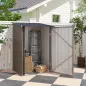 Caseta de Jardín Metálica 0,92 m² 100x103x160 cm con 1 Puerta y Cerradura para Almacenamiento de Herramientas Marrón