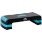 Plataforma Step para Deporte y Gimnasia con Altura Regulable en 10/15/20 cm Carga 150 kg 78x28x20 cm Azul y Negro