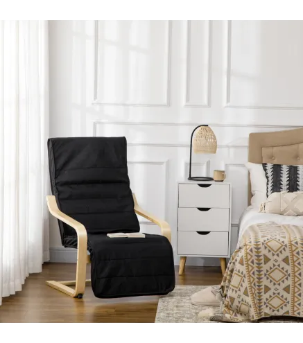 Sillón de Salón con Reposapiés Ajustable Butaca Tapizado en Tela para Oficina Dormitorio 66,5x94x100cm Negro