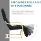Sillón de Salón con Reposapiés Ajustable Butaca Tapizado en Tela para Oficina Dormitorio 66,5x94x100cm Negro