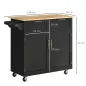 Mueble Auxiliar de Cocina con Ruedas 2 Cajones 2 Puertas Estante Ajustable y Toallero 104x46x91 cm Negro