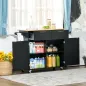 Mueble Auxiliar de Cocina con Ruedas 2 Cajones 2 Puertas Estante Ajustable y Toallero 104x46x91 cm Negro