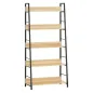 Estantería Librería de 5 Niveles Estantería de Salón Estantería para Libros con Marco de Metal 70x35x149,5 cm Natural