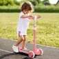Patinete Infantil Patinete con 3 Ruedas Luces LED Altura Ajustable Carga 25 kg 52x29x63-76 cm Rosa