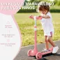 Patinete Infantil Patinete con 3 Ruedas Luces LED Altura Ajustable Carga 25 kg 52x29x63-76 cm Rosa