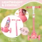 Patinete Infantil Patinete con 3 Ruedas Luces LED Altura Ajustable Carga 25 kg 52x29x63-76 cm Rosa Patinete Infantil Patinete con 3 Ruedas Luces LED Altura Ajustable Carga 25 kg 52x29x63-76 cm Rosa