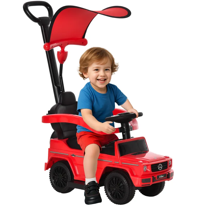 Coche Correpasillos para Niños de 1-3 Años con Licencia Mercedes G350 Capota Extraíble y Barandilla 85,5x40,5x95 cm Rojo