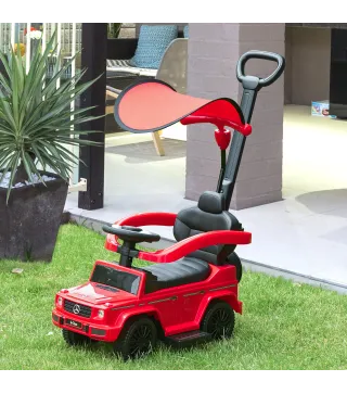 Coche Correpasillos para Niños de 1-3 Años con Licencia Mercedes G350 Capota Extraíble y Barandilla 85,5x40,5x95 cm Rojo