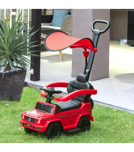 Coche Correpasillos para Niños de 1-3 Años con Licencia Mercedes G350 Capota Extraíble y Barandilla 85,5x40,5x95 cm Rojo