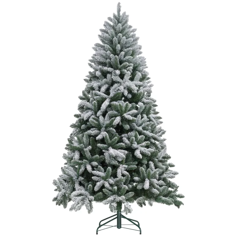Árbol de Navidad Artificial Nevado 210 cm con 1021 Ramas y Soporte de Metal Árbol Navideño Nevado para Interior Verde