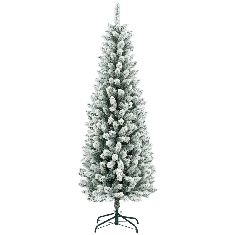 Árbol de Navidad Artificial Nevado 183 cm con 479 Ramas y Soporte de Metal Árbol de Navideño para Salón Interior Verde