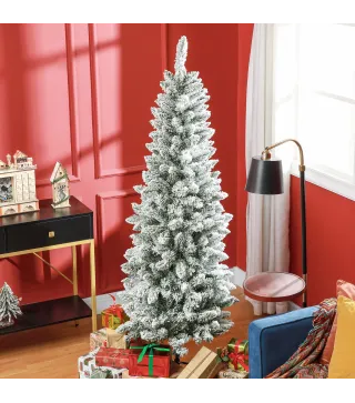 Árbol de Navidad Artificial Nevado 183 cm con 479 Ramas y Soporte de Metal Árbol de Navideño para Salón Interior Verde
