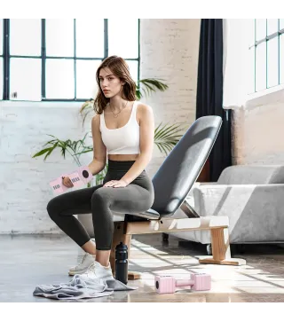 Juego de Mancuernas 10 kg con Mango Antideslizante y Diseño Cuadrado para Entrenamiento en Casa Gimnasio Rosa