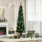 Árbol de Navidad 195 cm de 556 Ramas Árbol de Navidad Estrecho Forma de Lápiz con 25 Piñas Base Plegable Verde