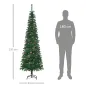 Árbol de Navidad 195 cm de 556 Ramas Árbol de Navidad Estrecho Forma de Lápiz con 25 Piñas Base Plegable Verde