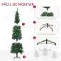 Árbol de Navidad 195 cm de 556 Ramas Árbol de Navidad Estrecho Forma de Lápiz con 25 Piñas Base Plegable Verde